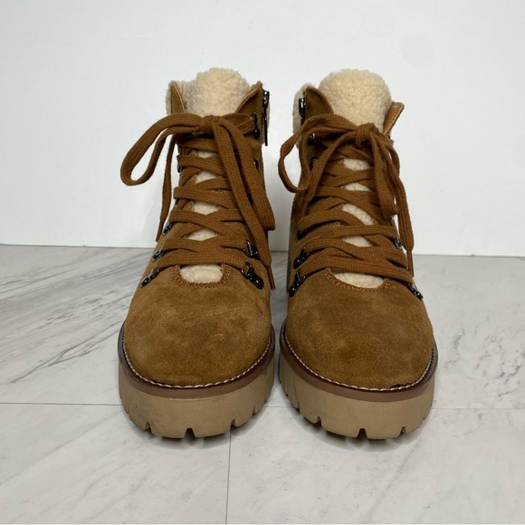 Blondo Devin Waterproof Lace Up Suede Camel Bootie 7M - Picture 2 of 15